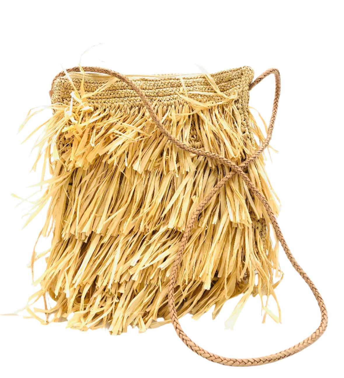 Frou straw crochet bag