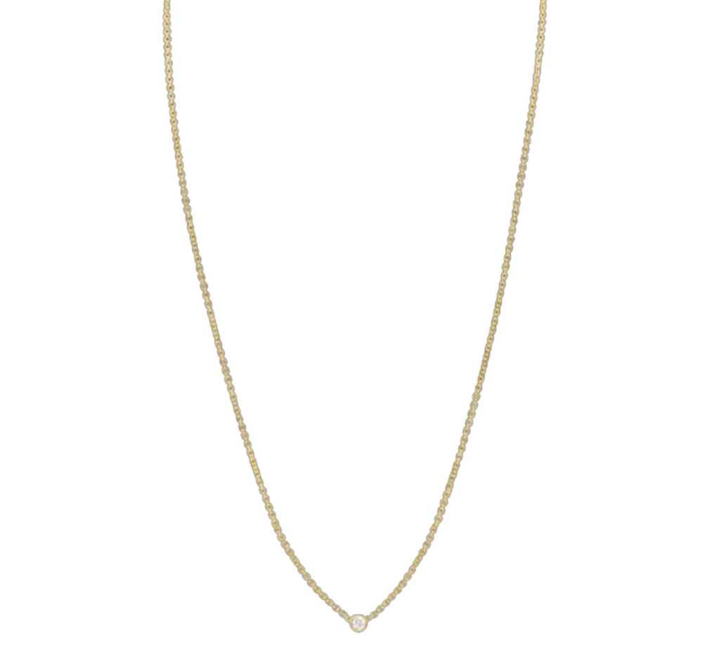 Birthstone 14kt gold cable necklace