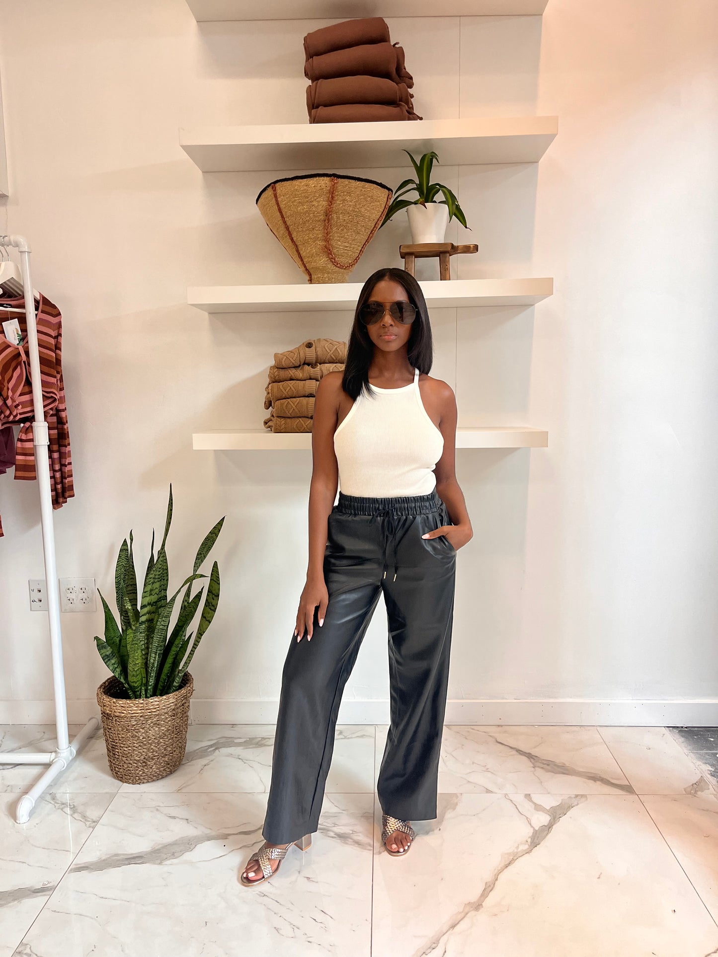 Andrea faux leather jogger