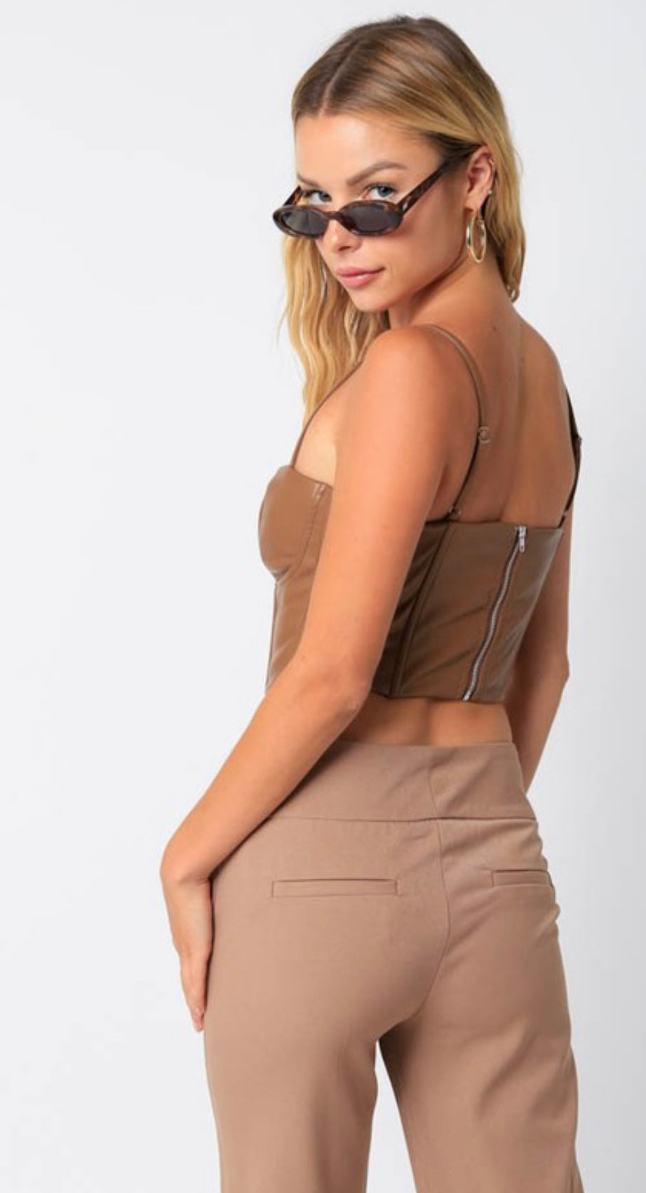 Jade faux leather corset Top