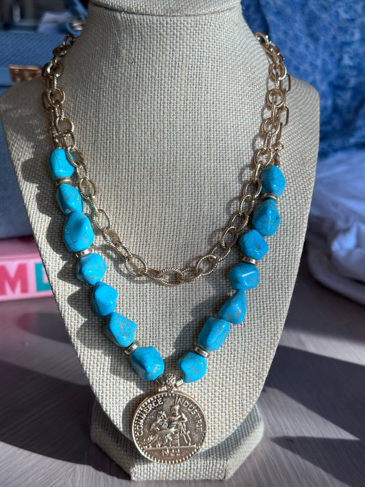 Turquoise chain necklace