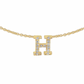 Hanging Initial name necklace with diamonds in 14kt yellow gold (18” chain)