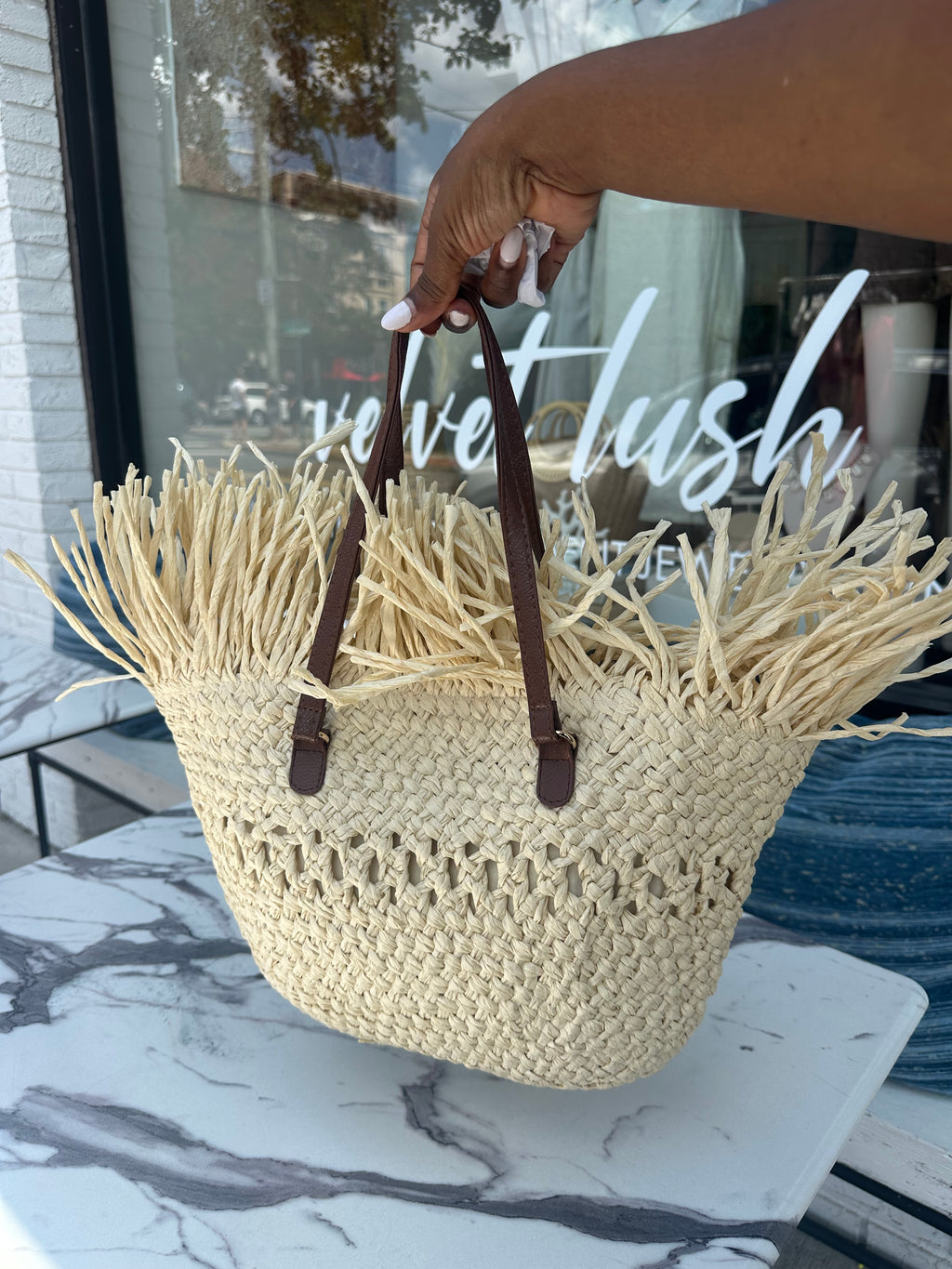 Coastal Fringe Straw Tote