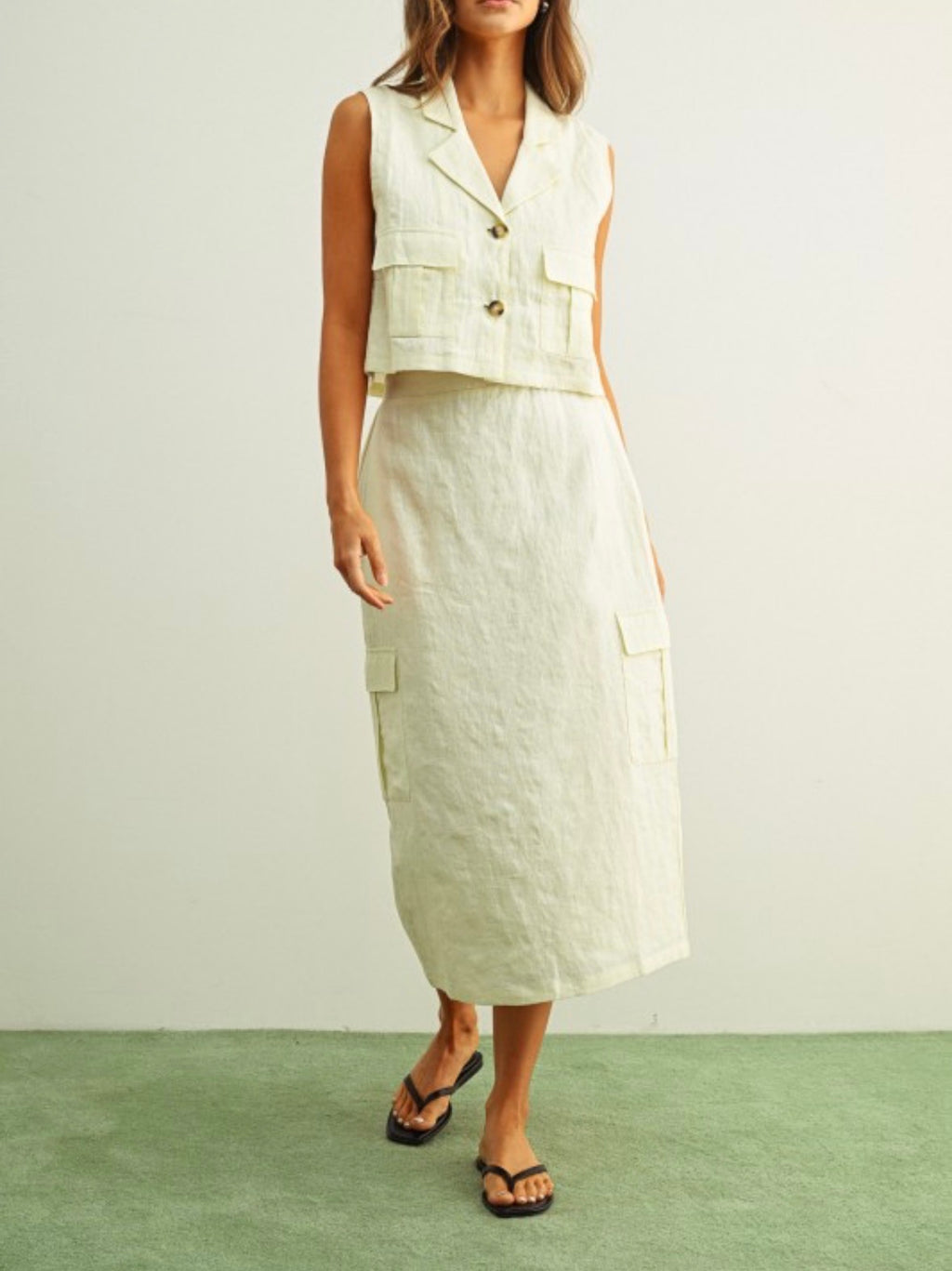 Marina Cargo Linen Vest