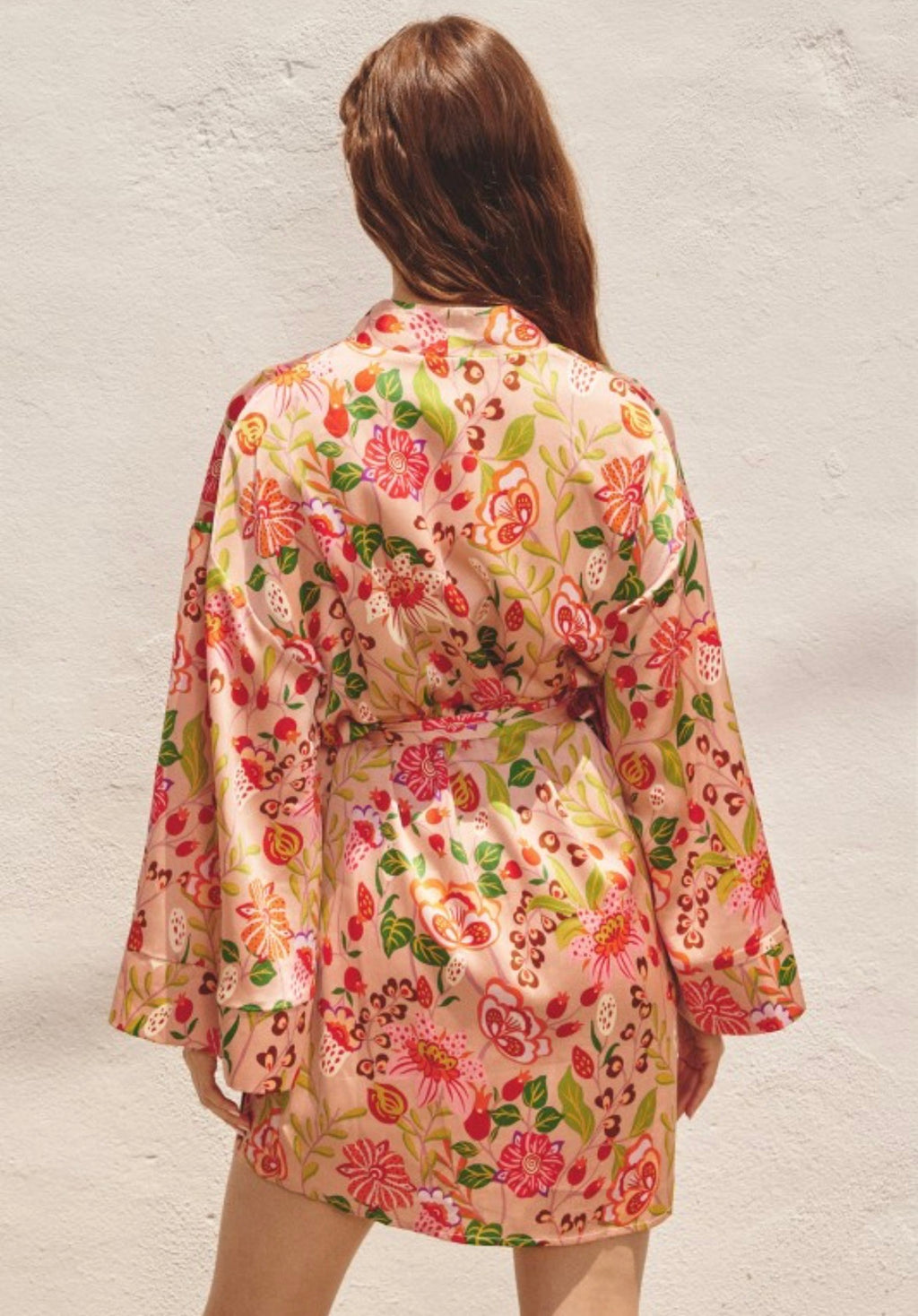 Apricot floral kimono dress