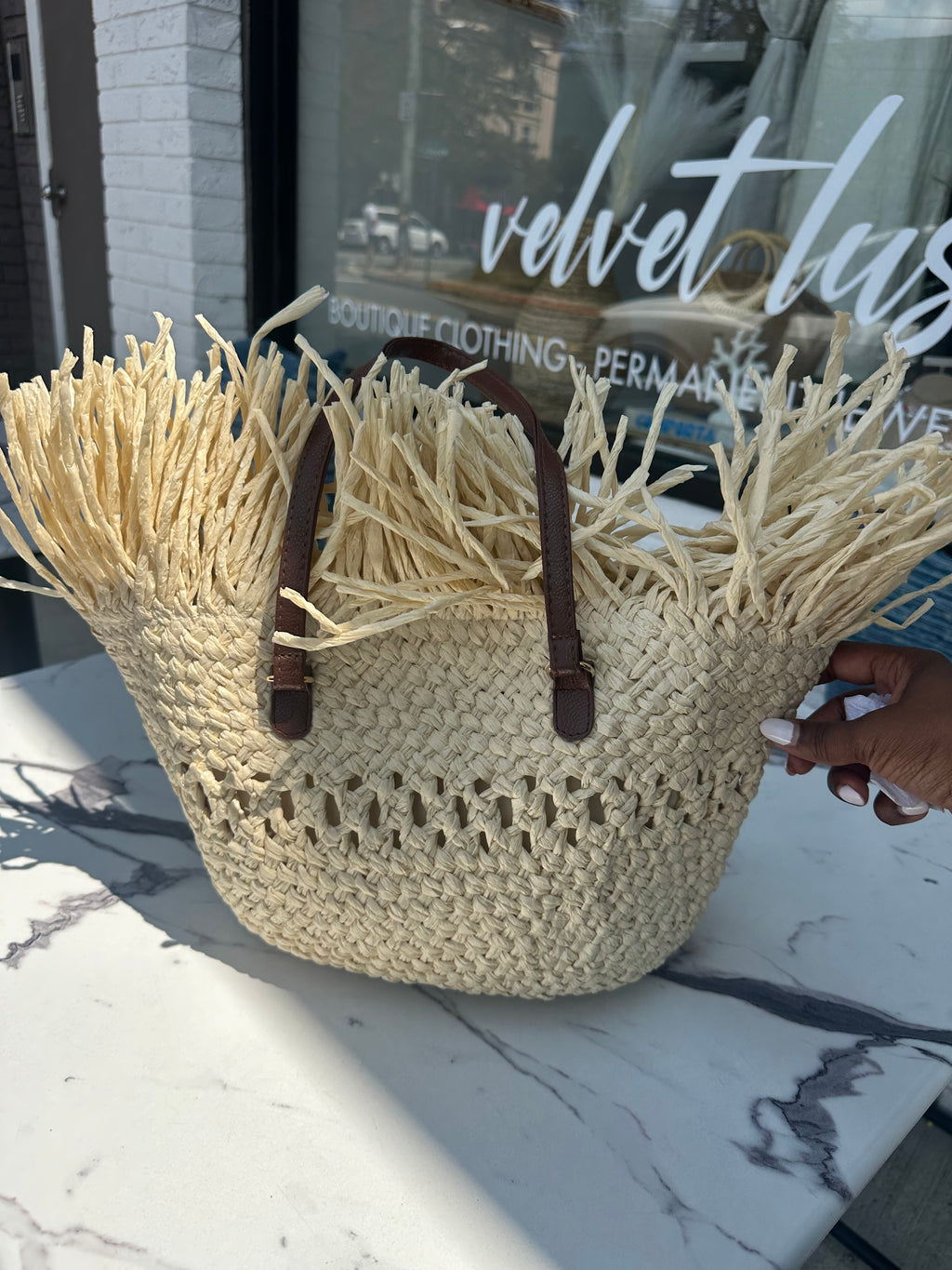 Coastal Fringe Straw Tote