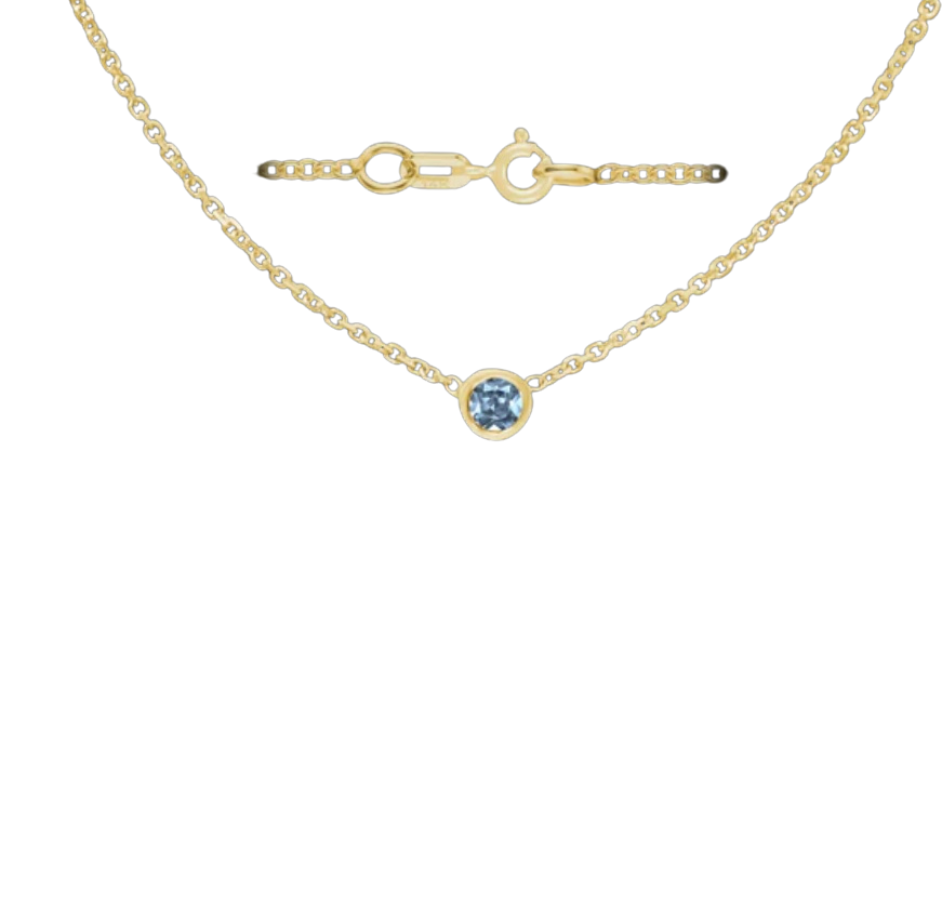 Birthstone 14kt gold cable necklace