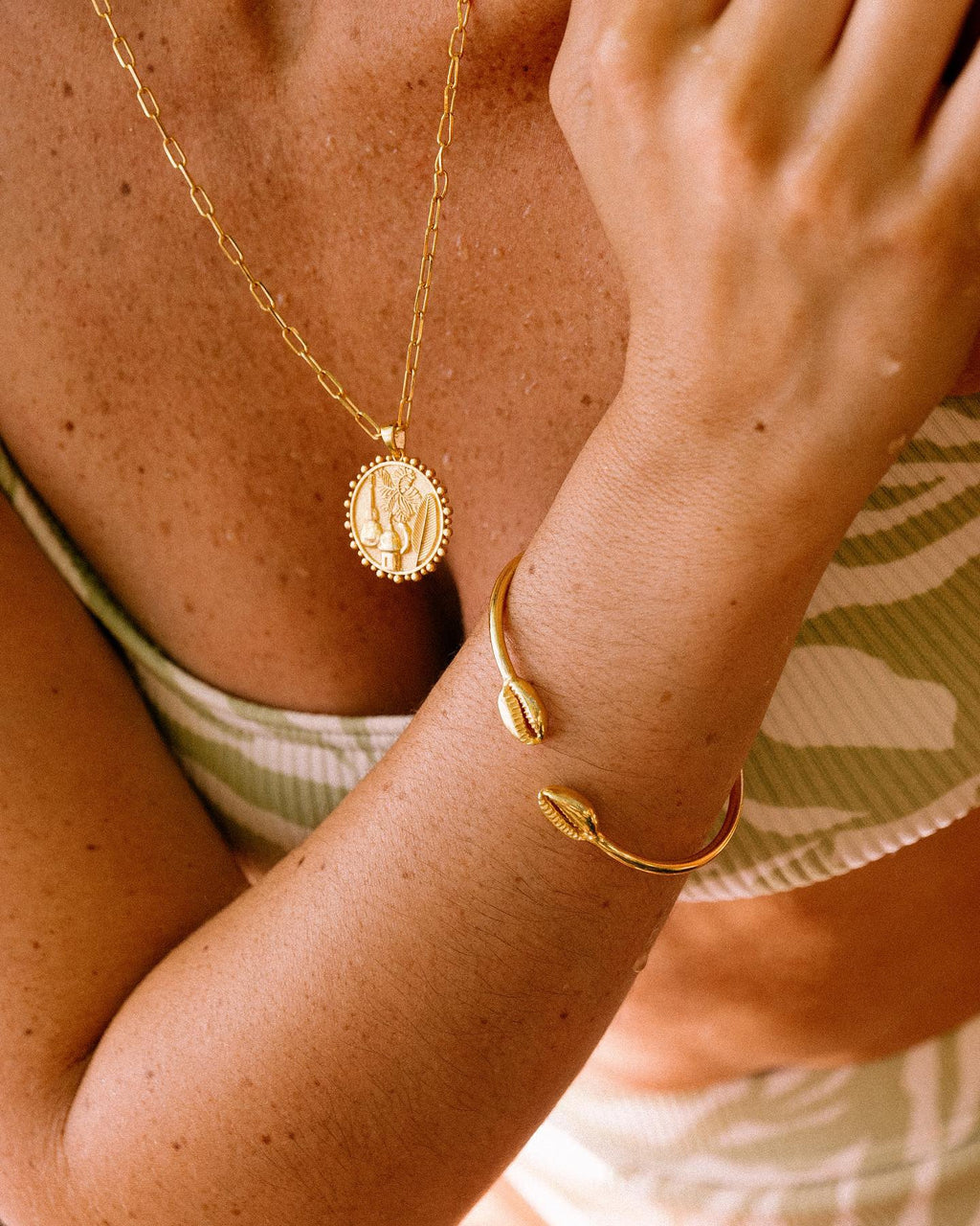 Cowrie Bangle Gold Plated
