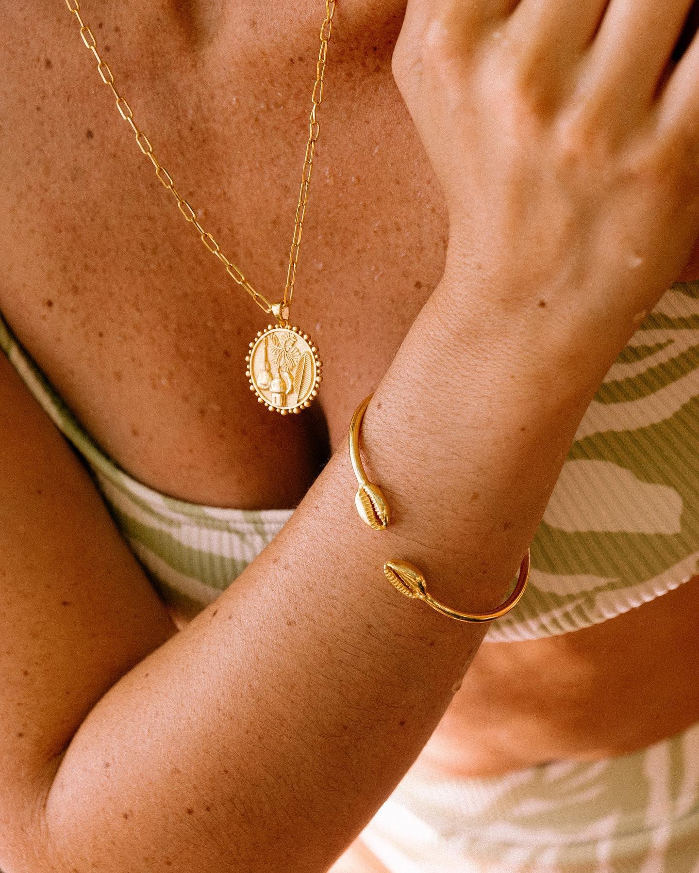 Cowrie Bangle Gold Plated