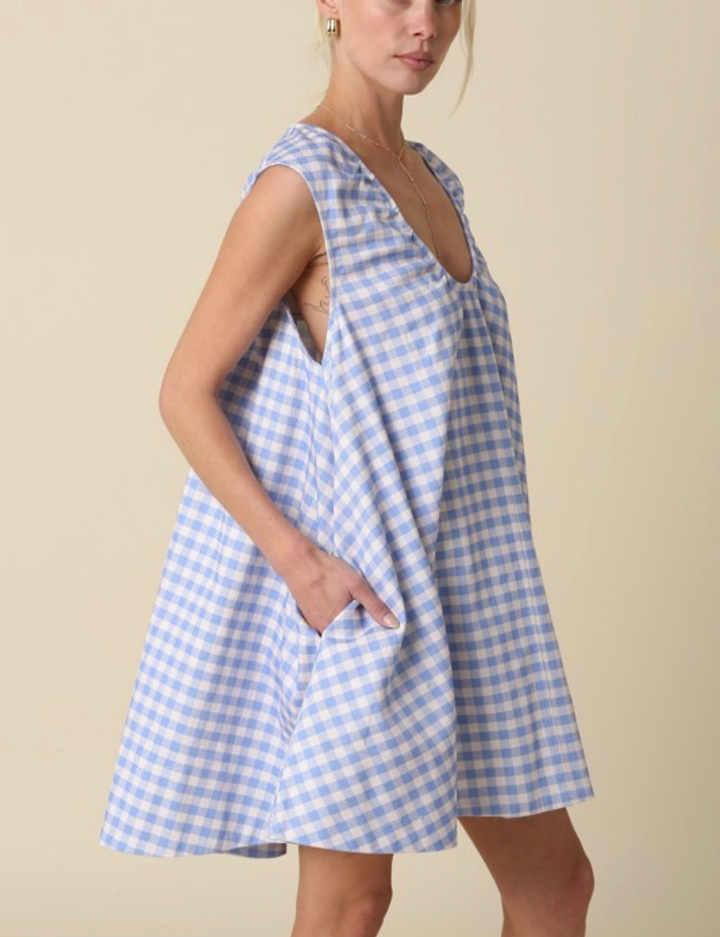 Hamptons Picnic Dress (Blue Gingham)