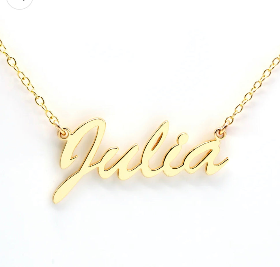 Mini script name necklace