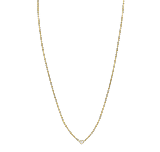 Birthstone 14kt gold cable necklace