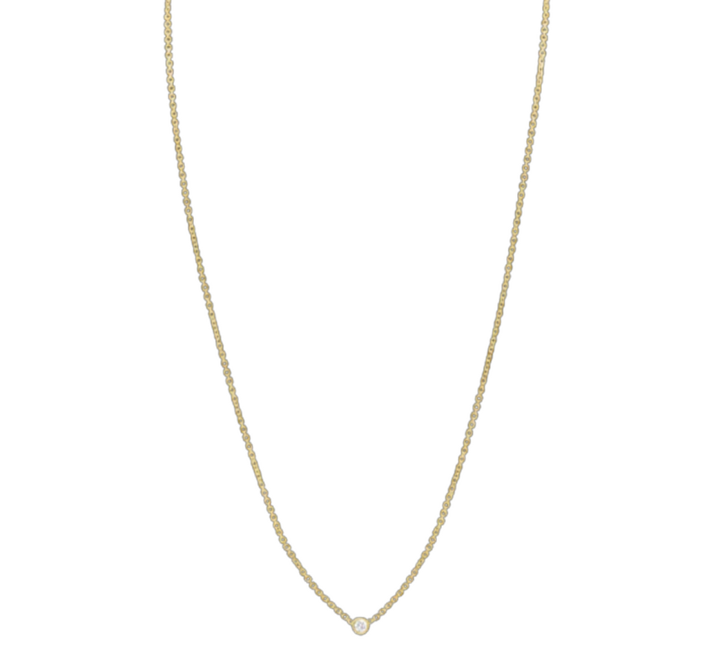 Birthstone 14kt gold cable necklace