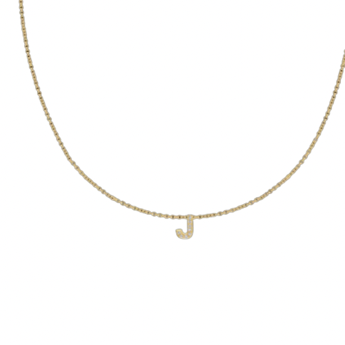 Hanging initial charm necklace with diamonds