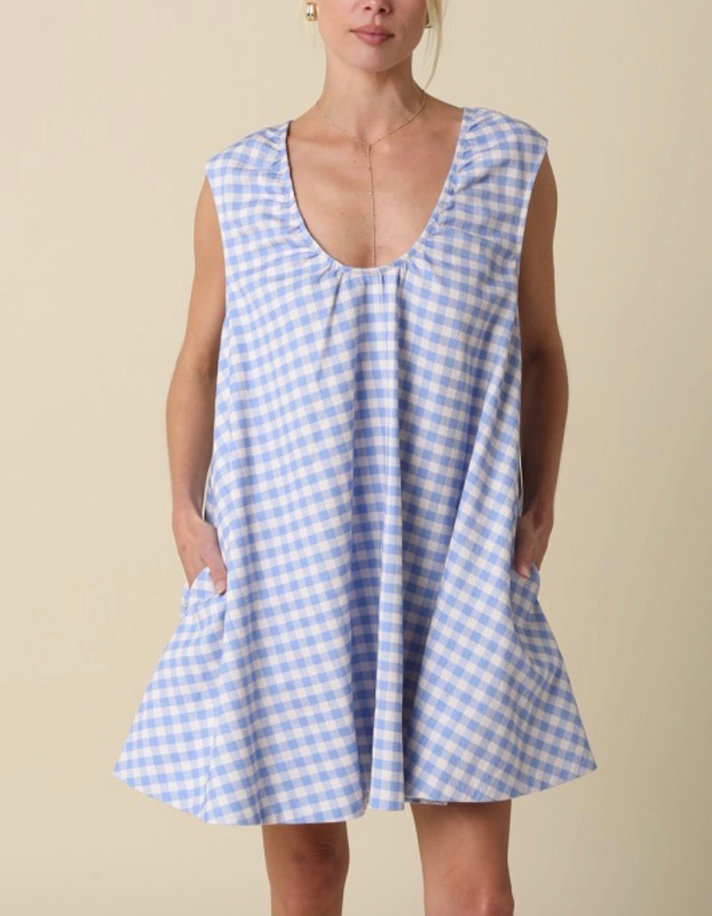 Hamptons Picnic Dress (Blue Gingham)