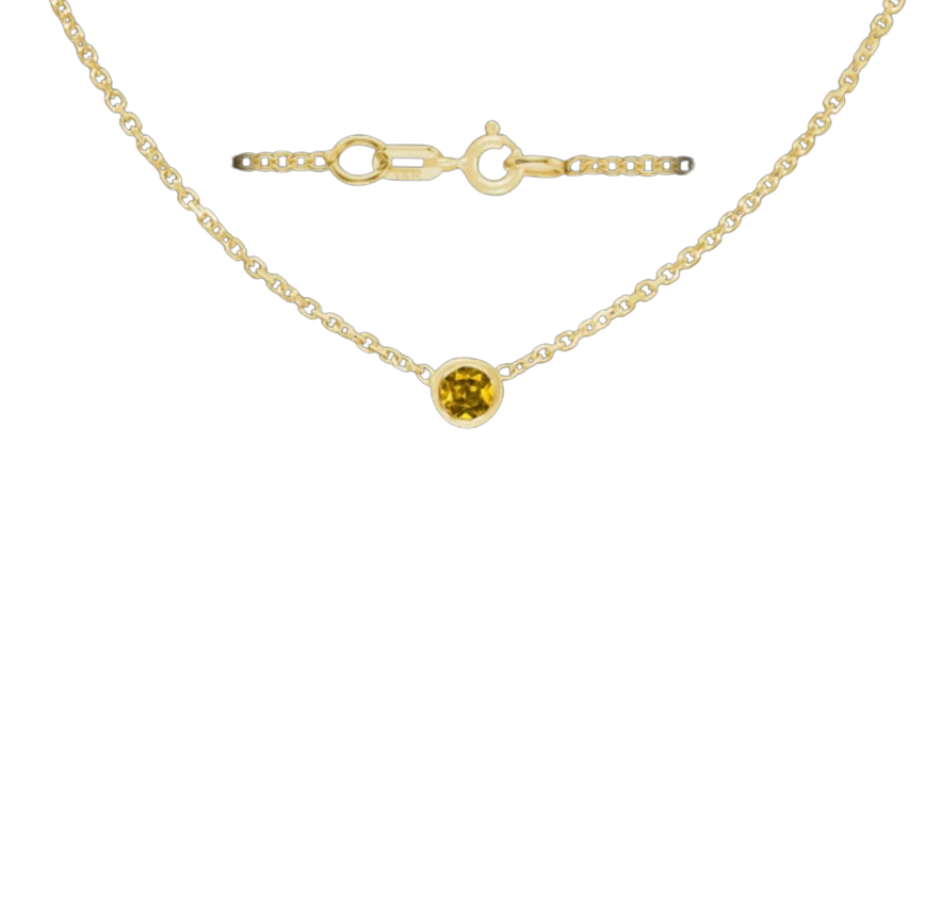 Birthstone 14kt gold cable necklace