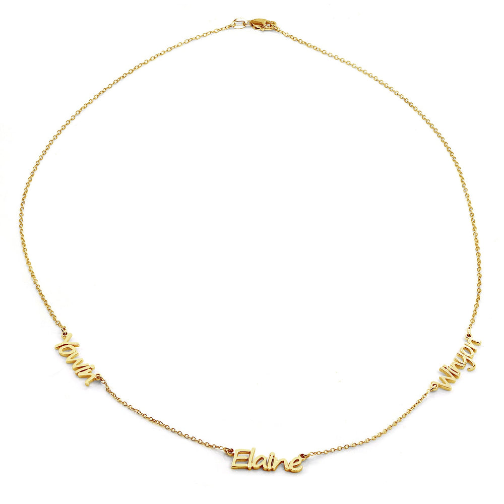 Personalized multi name necklace in 14kt gold