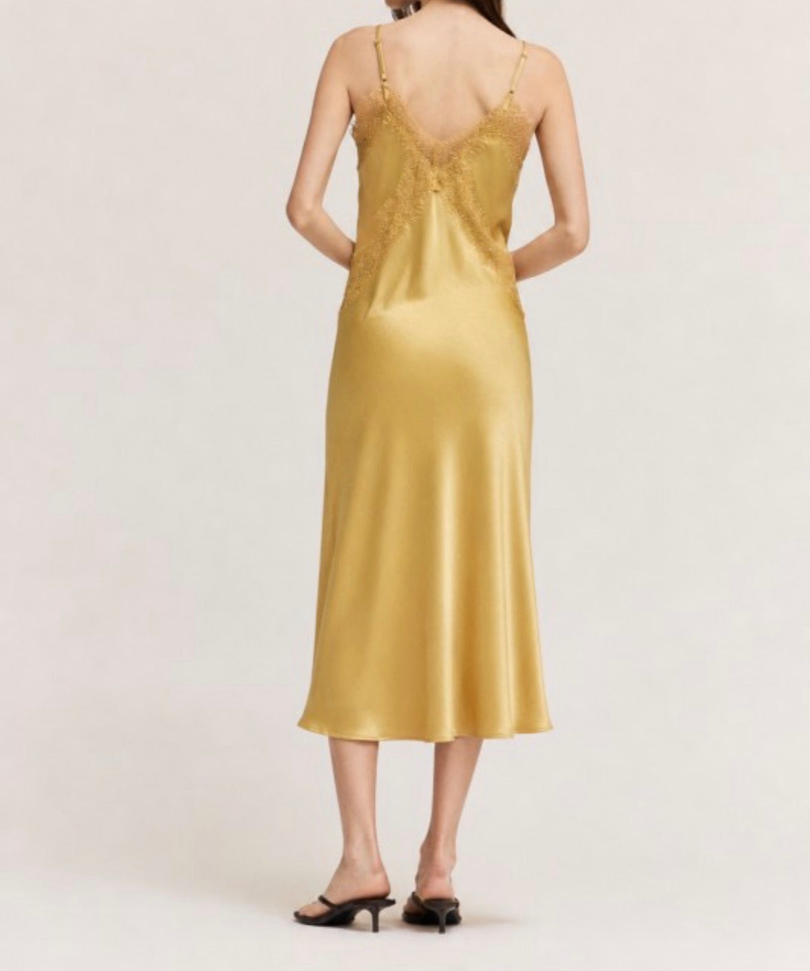Golden Glow Lace Slip Dress