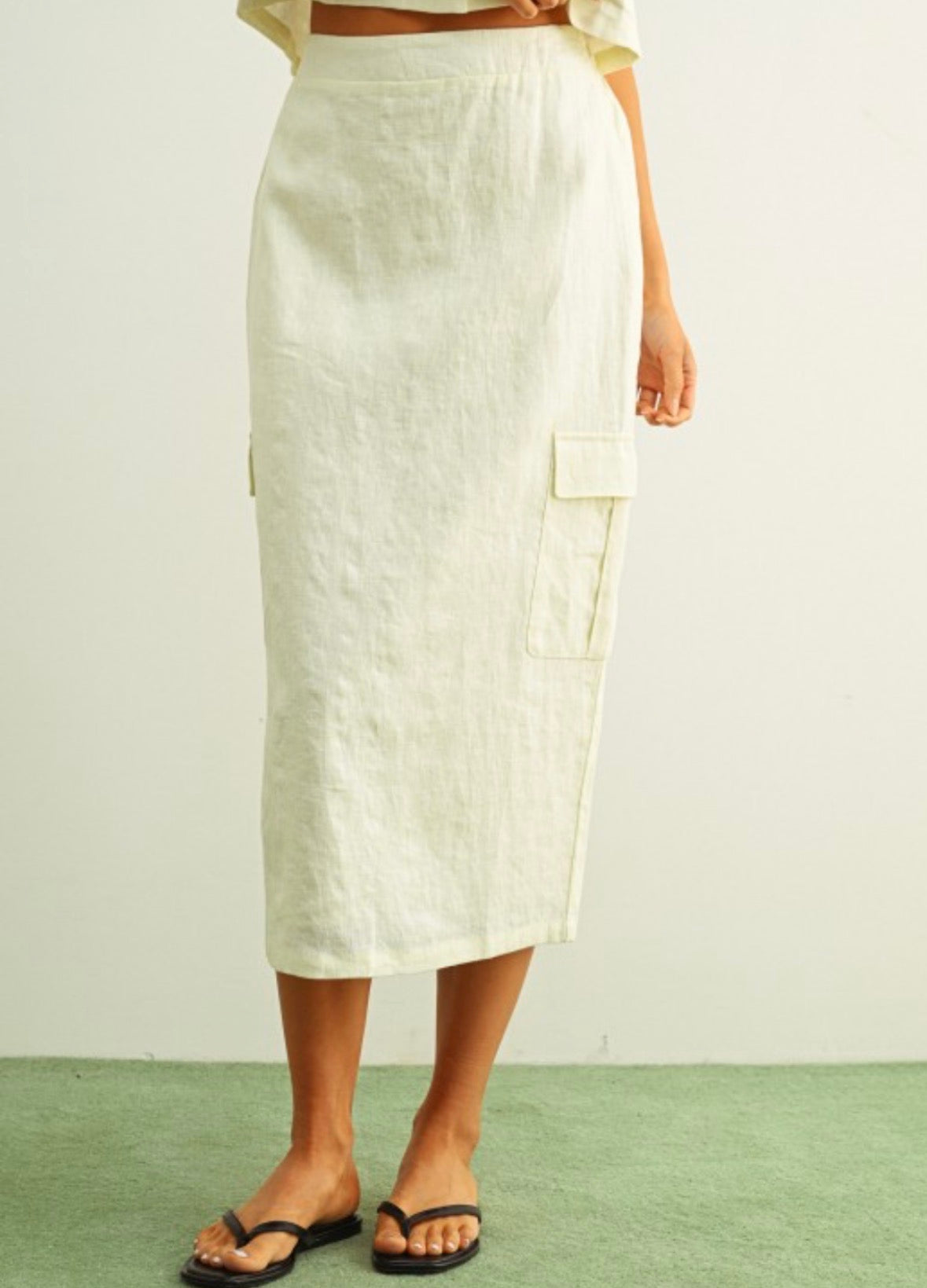Marina linen cargo skirt