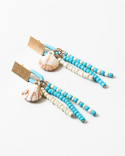 Turquoise beaded drop earring