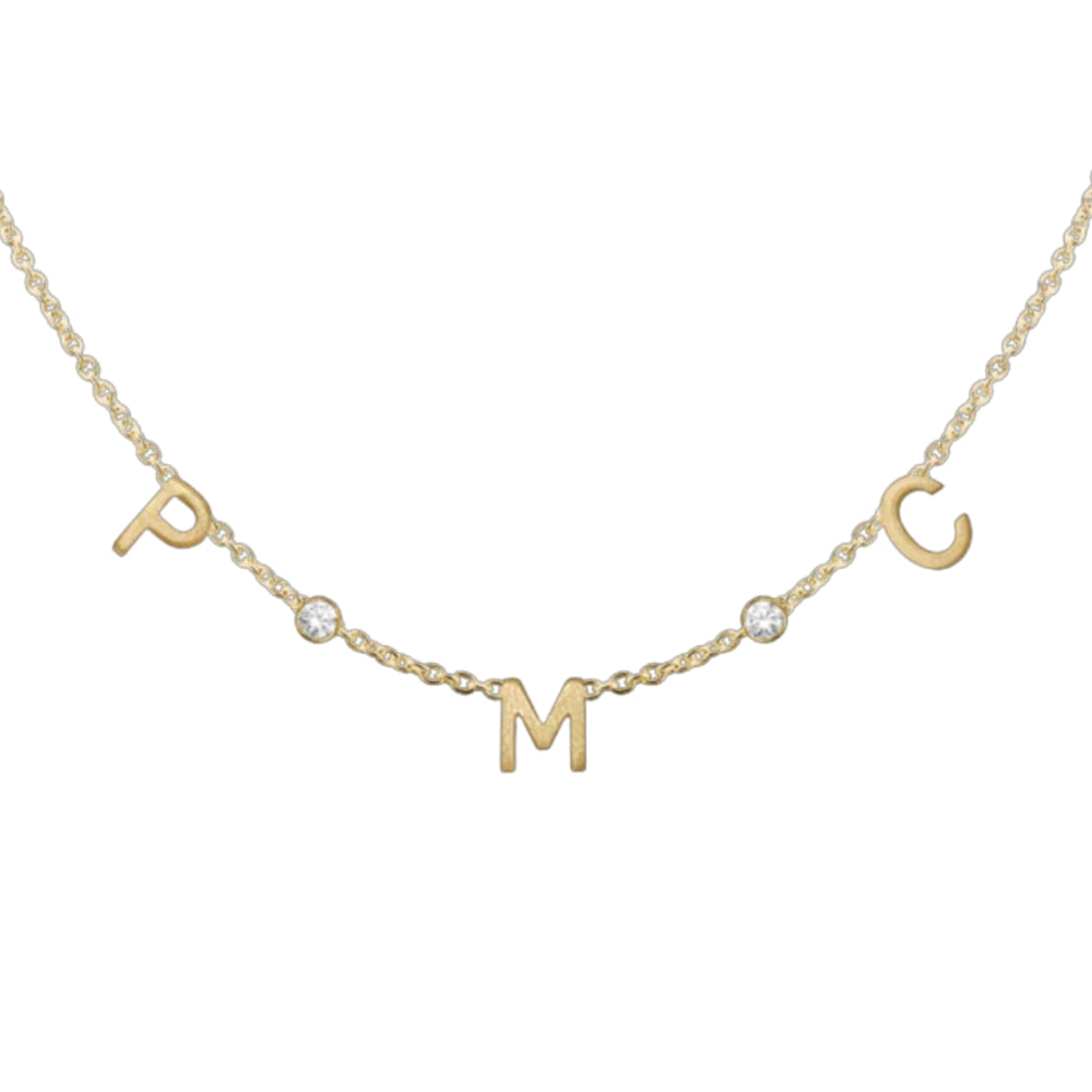 Initial and Gemstone Necklace on 14kt Gold