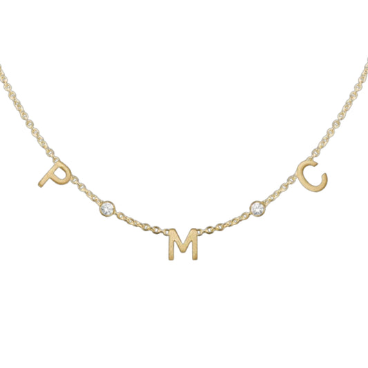 Initial and Gemstone Necklace on 14kt Gold