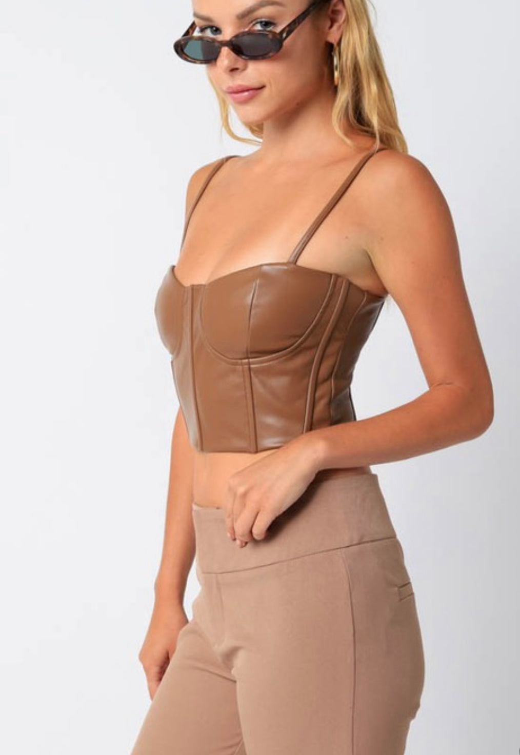 Jade faux leather corset Top